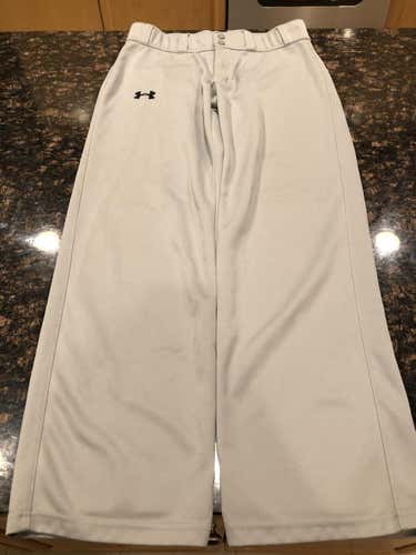 Gray Used Youth Size XL open bottom Under Armour Baseball Pants