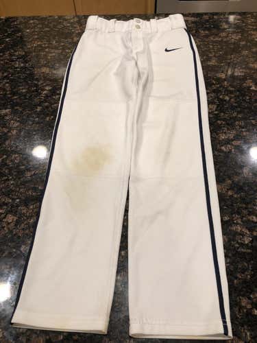 White W Navy Piping Youth Size Medium Nike Baseball Pants