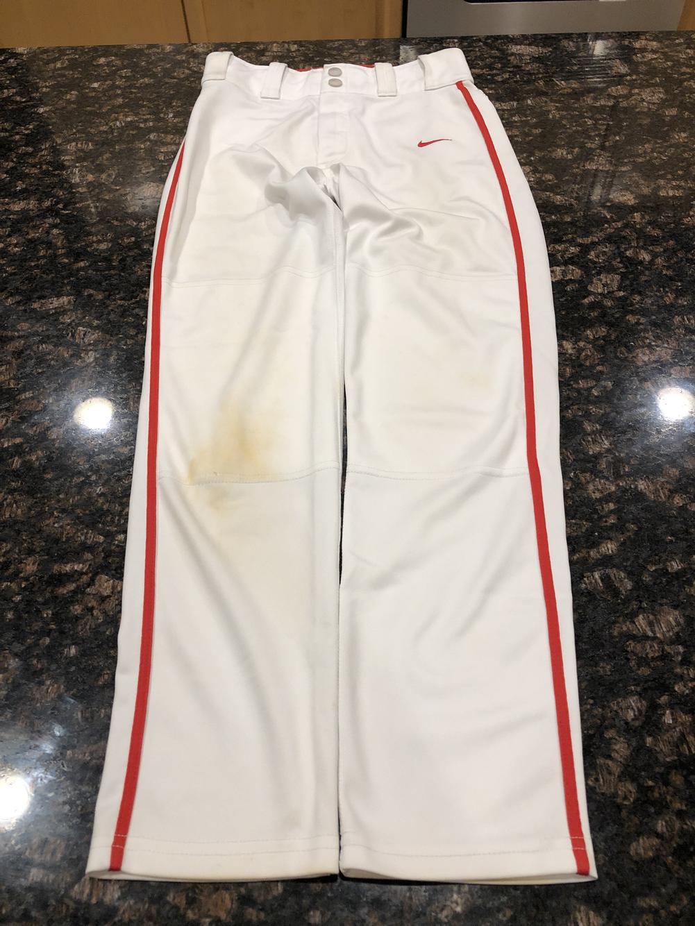 nike white with red stripe baseball pants