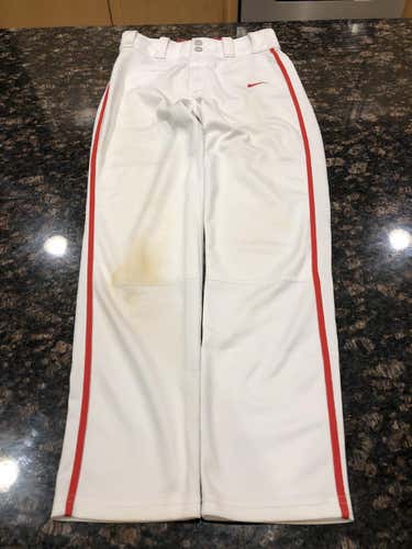 White w Red Piping Youth Size Medium Nike Baseball Pants