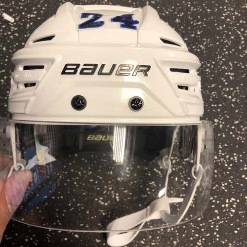 White Used Medium Bauer Re-Akt 150 Pro Stock Helmet