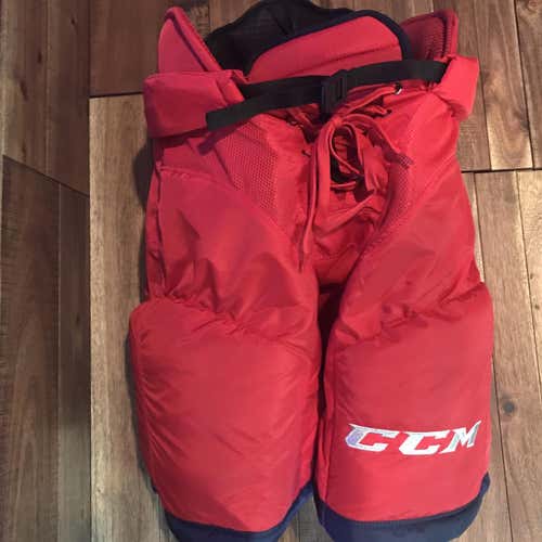 Red Senior Medium CCM hp UCLX Pro Stock Hockey Pants (Blue Jackets)