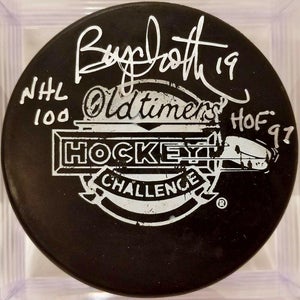 BRYAN TROTTIER Old Timers Hockey Challenge AUTOGRAPHED Signed Used Puck