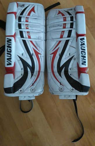 White Used Youth 24" Vaughn Velocity V4 Goalie Leg Pads