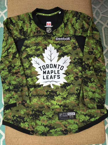 Toronto Maple Leafs ARMED FORCES CAMO PRO STOCK HOCKEY Practice Jersey Reebok 56