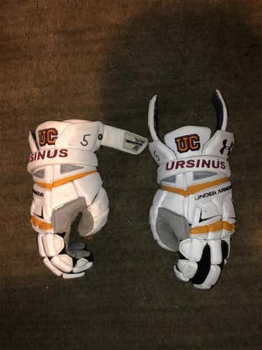 White Used Under Armour Command 12" Lacrosse Gloves