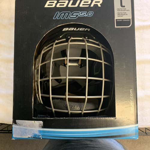 Black New Large Bauer IMS 5.0  Helmet Combo