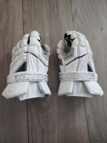 White Used Player's Maverik Max Lacrosse Gloves 12"