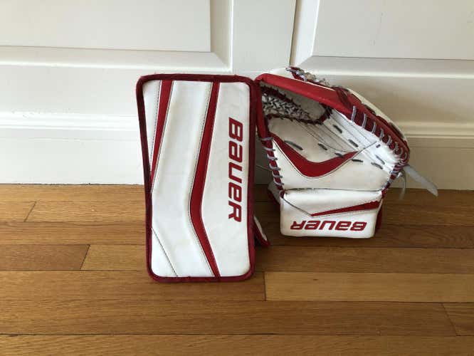 Used Junior Bauer Regular Reactor 5000 Glove and Blocker Set