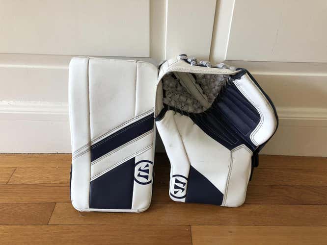 Used Junior Warrior Regular Ritual G4 Catch glove and blocker set. Navy/White. Nice!