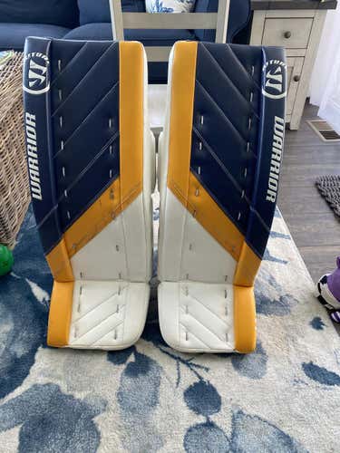 Blue Used Intermediate 30" Warrior Ritual G4 Goalie Leg Pads Pro Stock