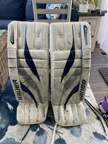 Blue Senior Used 34" Bauer Reactor 2000 Goalie Leg Pads Pro Stock