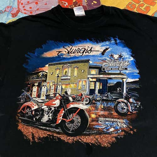 Sturgis Motorcycle Rally T Shirt Adult Mens L Black Hills Motor Classic