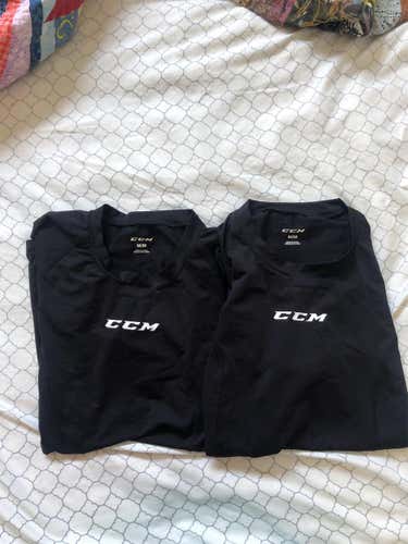 CCM Black Medium Compression Tight Fitting UnderShirt Set of 2