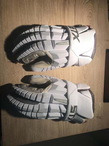 White Used Player's STX Surgeon RZR 13" Lacrosse Gloves