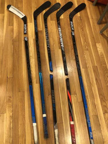 5 Broken Bauer Hockey Sticks