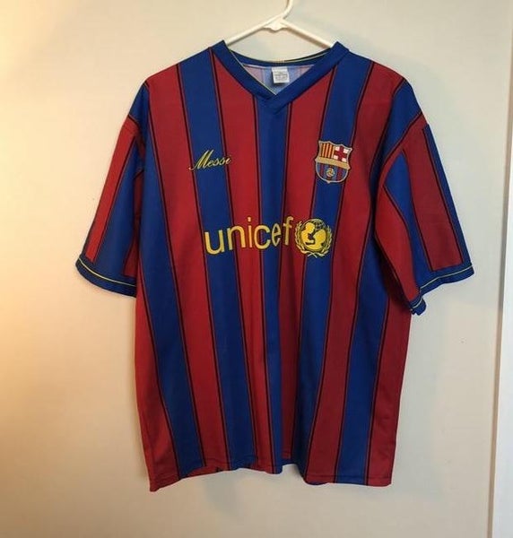 Nike Dri Fit Men Sz Medium Red Blue Messi 10 Unicef Short Sleeve Soccer  Jersey.