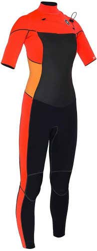$300 Womens Hurley Phantom 202 Short Sleeve Wetsuit Lava Size 4 + Garment Bag