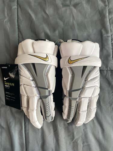 White New Player's Nike Vapor Elite IV 13" Lacrosse Gloves