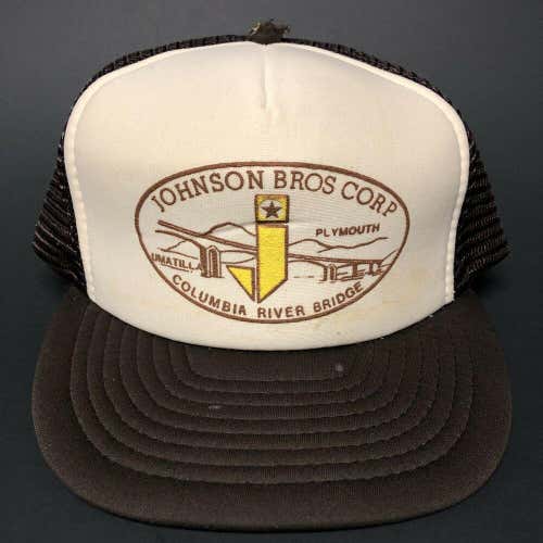 Johnson Bros Corp Vintage Trucker Hat Baseball Hat 90s Columbia River Plymouth