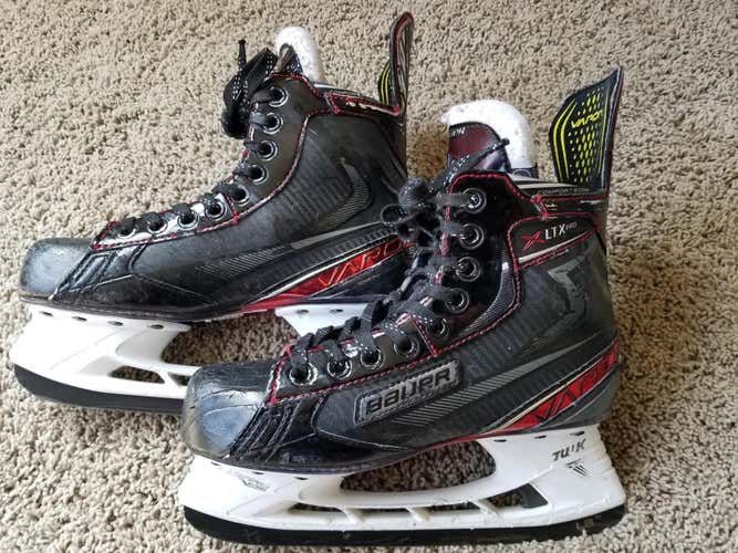 Bauer Vapor XLTX Pro Hockey Skates Jr Size 5.5 D with Tuuk LS1+ black steel 2s 1s 1x 2x