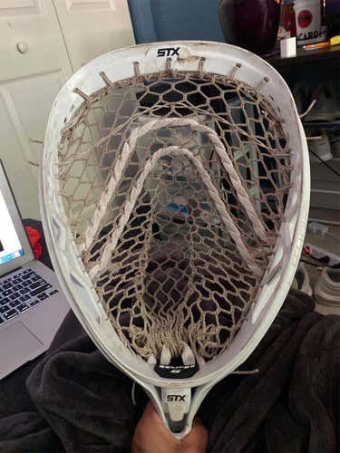 White Used Goalie Strung Eclipse 2 Goalie Head