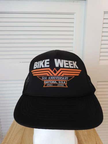 Vintage NWT 1992 Daytona Beach Bike Week Mesh Trucker Snapback Hat