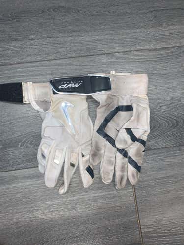 Used White & Gray Large Nike MVP Batting Gloves
