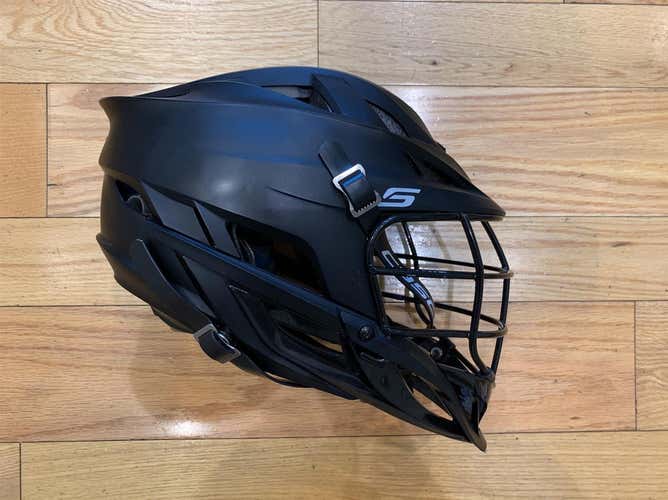 Pre-Owned Cascade Youth S Helmet. Matte Black Shell. Black Cage & Chin Strap. Really Nice Condition.