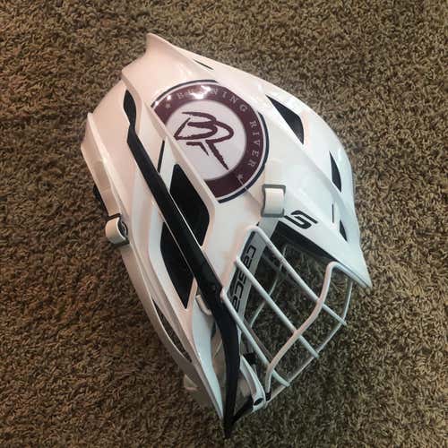 White Cascade S Helmet with Maroon Team Decals