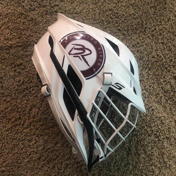White Cascade S Helmet with Maroon Team Decals
