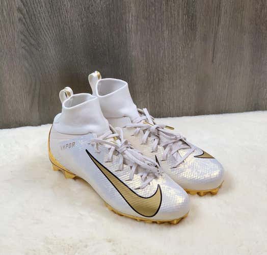 Nike Vapor Untouchable Pro 3 Football Cleats White Gold AQ0634-007 Men's Size 8