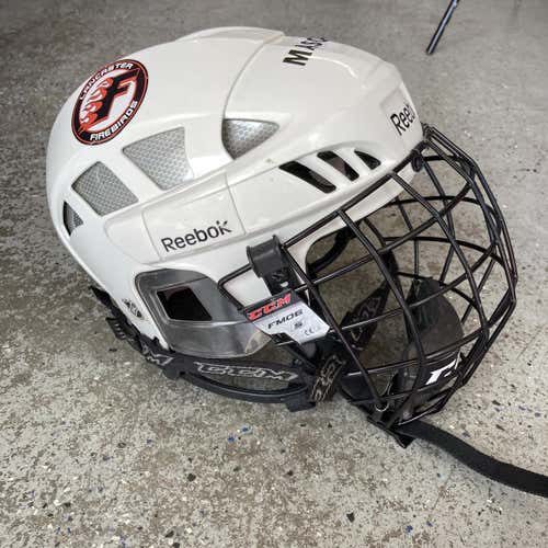 White Used Small Reebok 7K Pro Stock Helmet