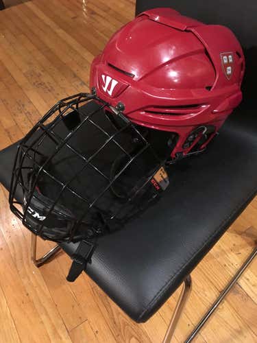 Harvard Men's Hockey Crimson Warrior Krown PX3 Helmet Pro Stock