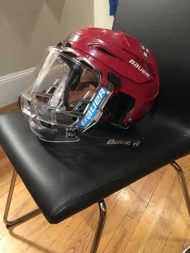 Harvard Men's Hockey Crimson Bauer IMS 11.0 Helmet Pro Stock