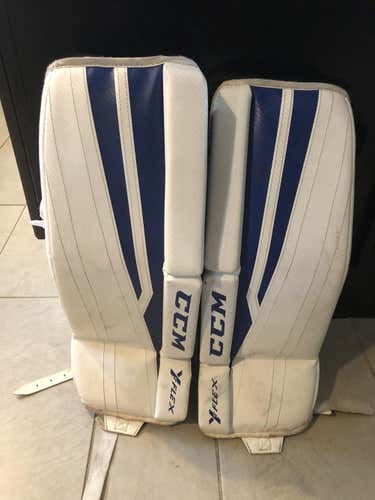 White Used Youth 22" CCM Goalie Leg Pads