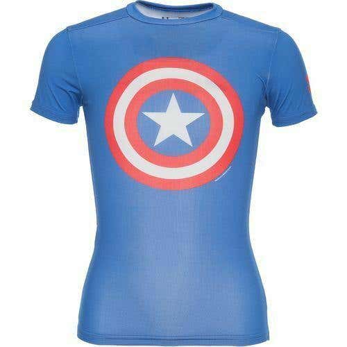 Under Armour Boys Alter Ego Fitted Baselayer Shirt Captain America 1244392-402