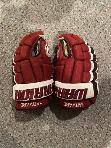 Harvard Men's Hockey Crimson Senior Warrior AX1 pro Gloves 15" Pro Stock