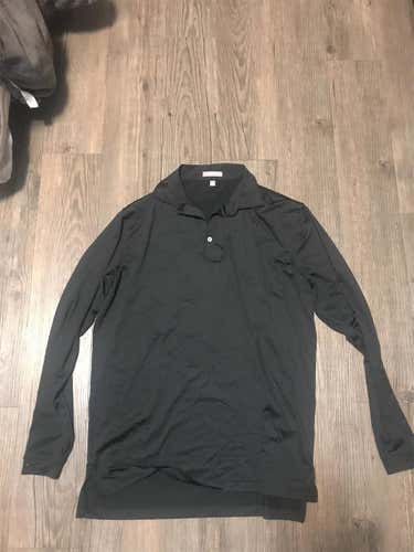 Black Men's Medium Peter Millar Long Sleeve Polo