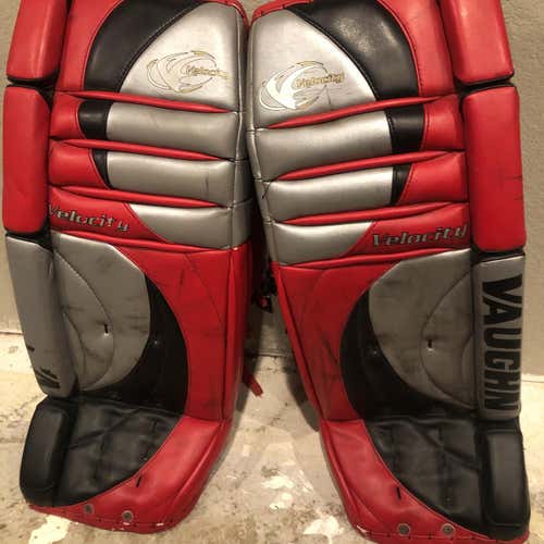 Red Senior 34" Vaughn Velocity V7  Goalie Leg Pads