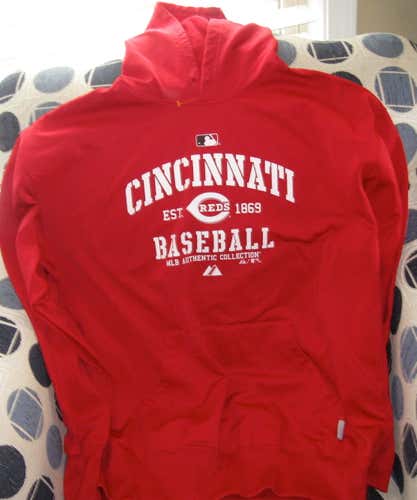 Cincinnati Reds MLB Reds Majestic Team Issued / Worn Hoodie Sweatshirt Adult Large