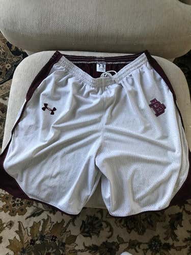 Team Issue BOYS LATIN Lakers Under Armor Game Shorts (rare- white & maroon, LG, player/team issued)