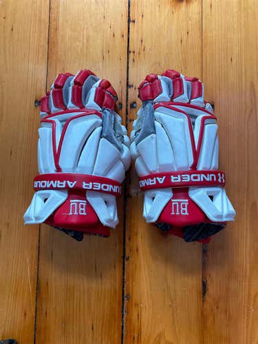 White Used Player's Under Armour BioFit 12" Lacrosse Gloves