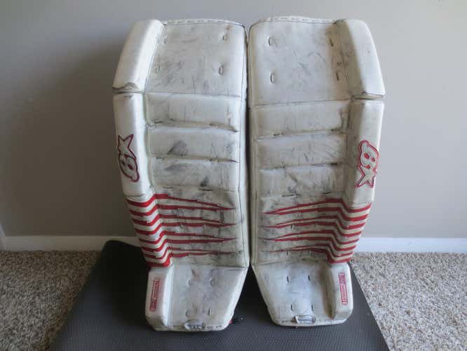 White/Red Used Senior 36"+2 Brian's H Series Goalie Leg Pads
