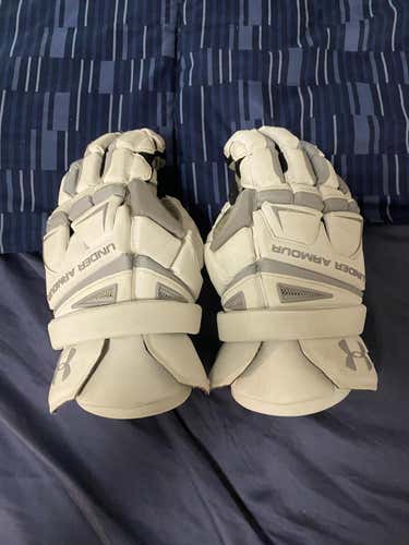 White Used Under Armour Goalie Gloves 13"