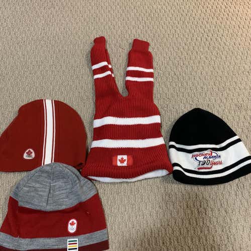 4x Hockey Toques, 2 Team Canada, Hockey Alberta 100, Hockey Sockey
