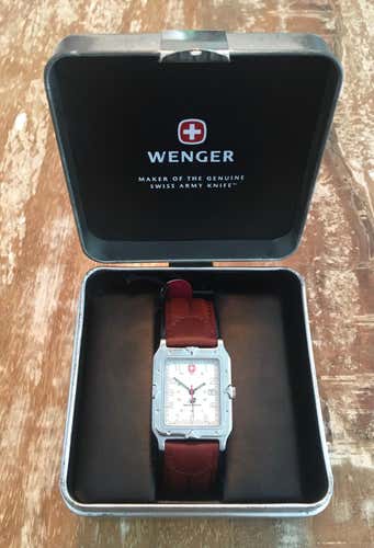 New Wenger Swiss Stainless Steel Leather Band Womens Watch