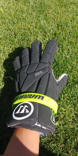 True lacrosse black and green Warrior Evo Lacrosse Gloves 13"