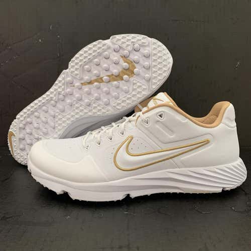 Nike Alpha Huarache Elite 2 Turf 'White Metallic Gold' Men's Size 10 // Women's Size 11