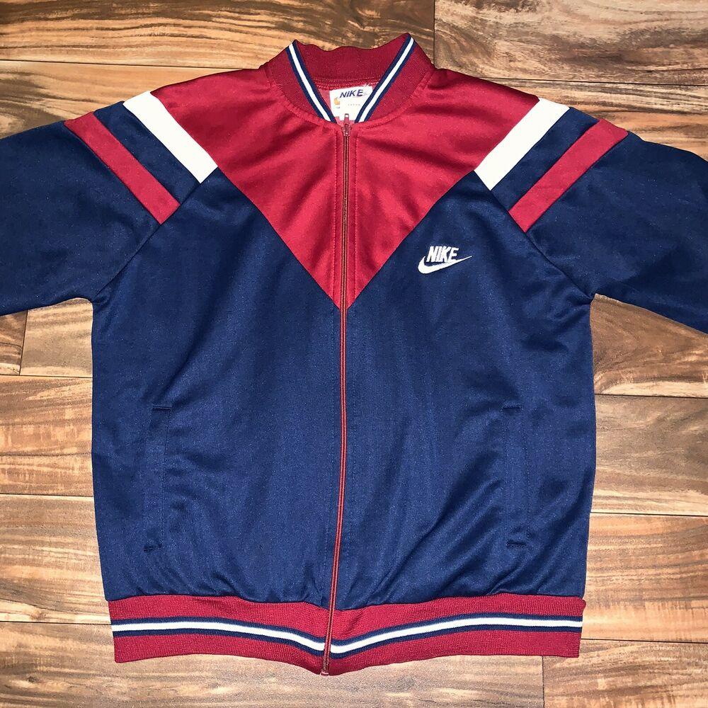 Rare 70s 80s Vtg Nike Spell Out Swoosh Color Block Track Jacket Sportswear Sz M